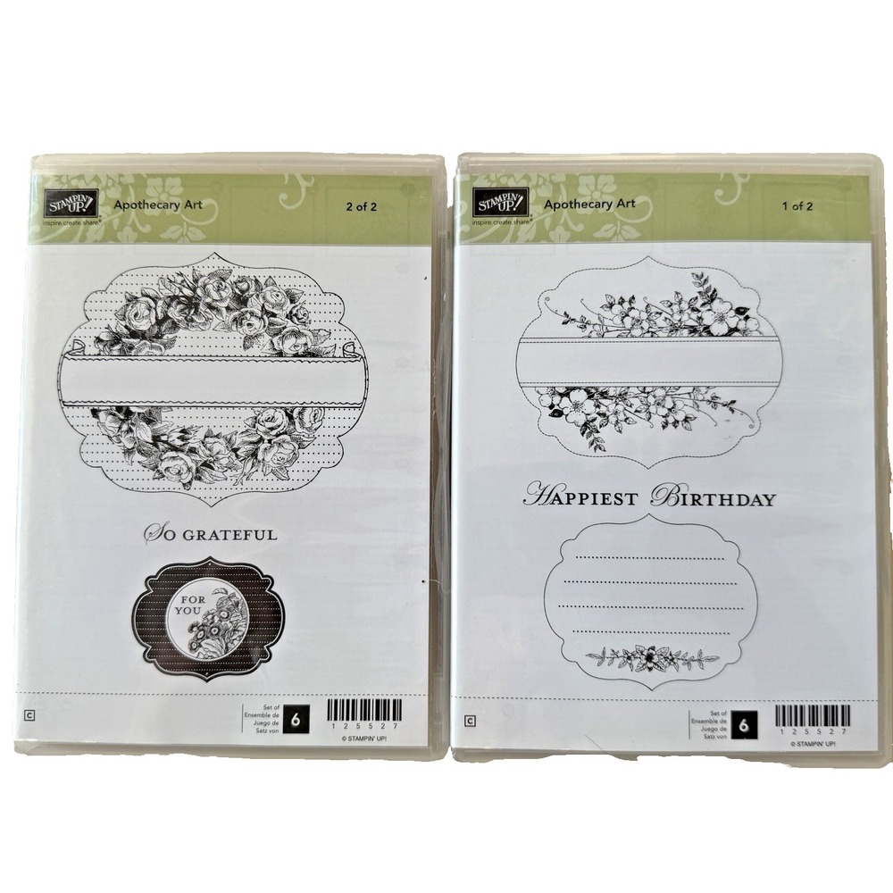 Stampin' Up! Apothecary Art Sets 1 and 2 Birthday Grateful Retired 125527 NEW